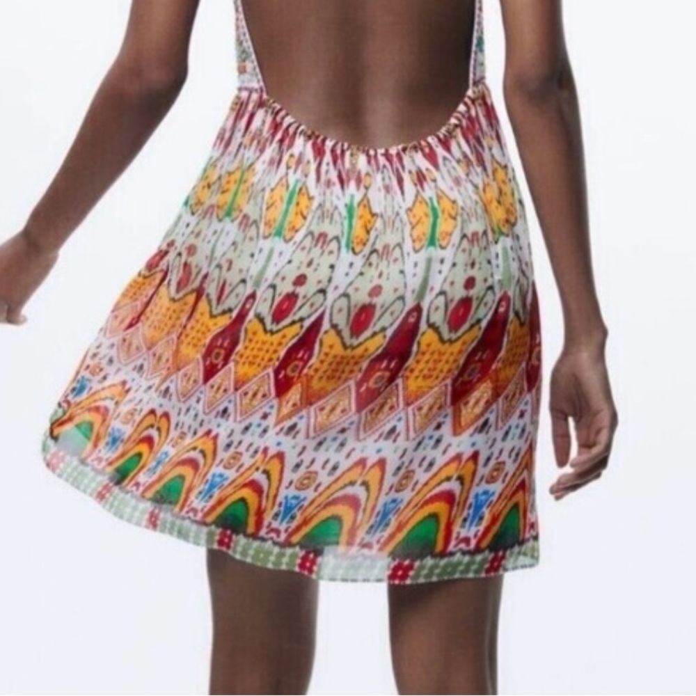 Zara Embroidered Beaded Mini Dress. Size large - Picture 5 of 6